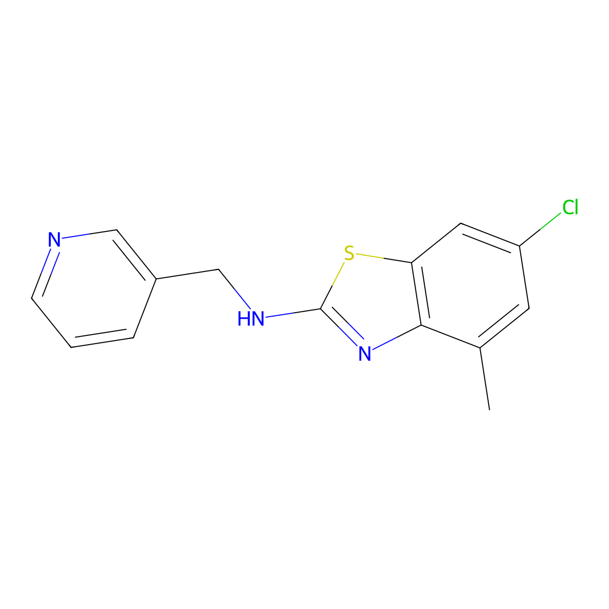 6-chloro-4-methyl-N-(pyridin-3-ylmethyl)benzo[d]thiazol-2-amine molecular structure, CAS 1219844-34-4