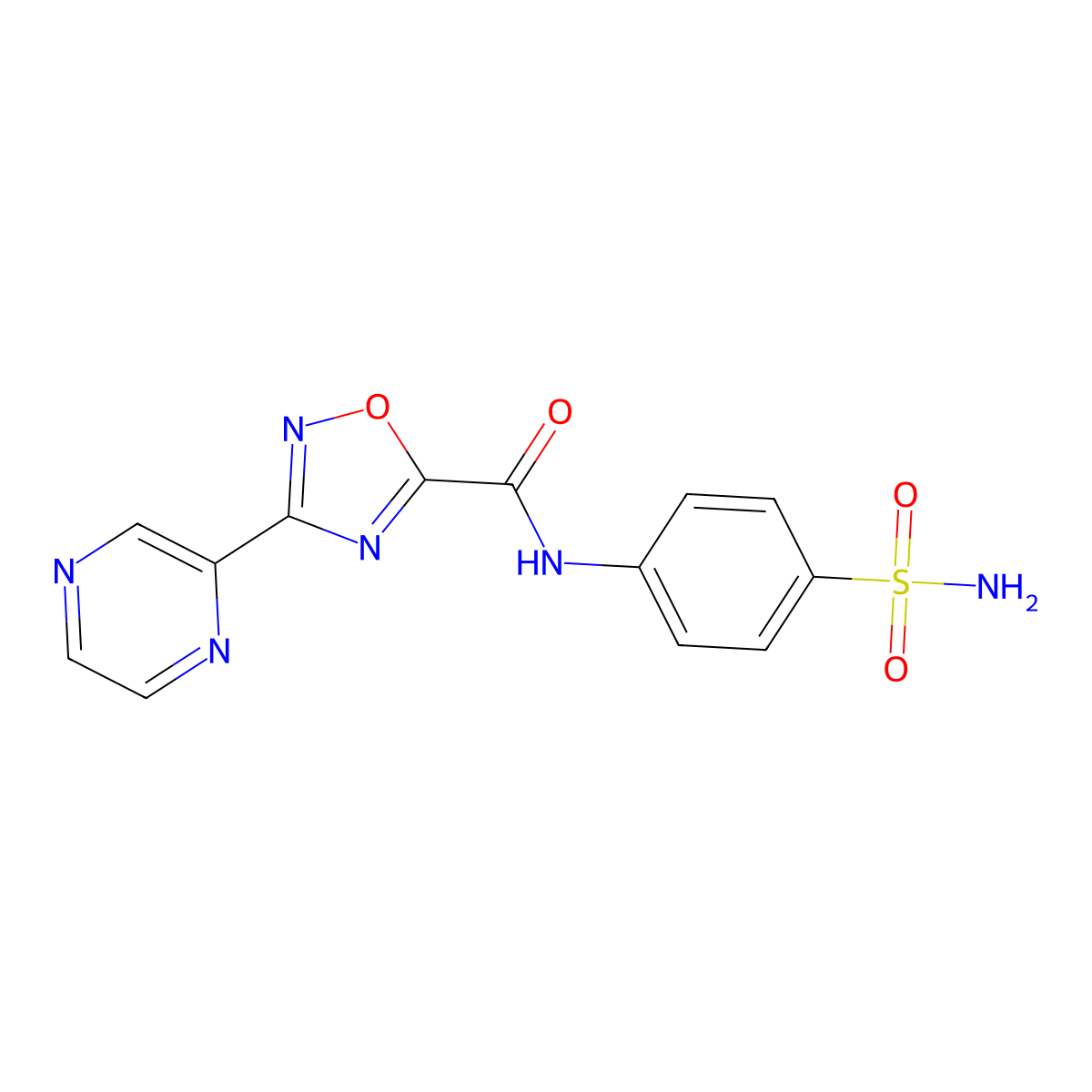 3-(pyrazin-2-yl)-N-(4-sulfamoylphenyl)-1,2,4-oxadiazole-5-carboxamide molecular structure, CAS 1219844-35-5