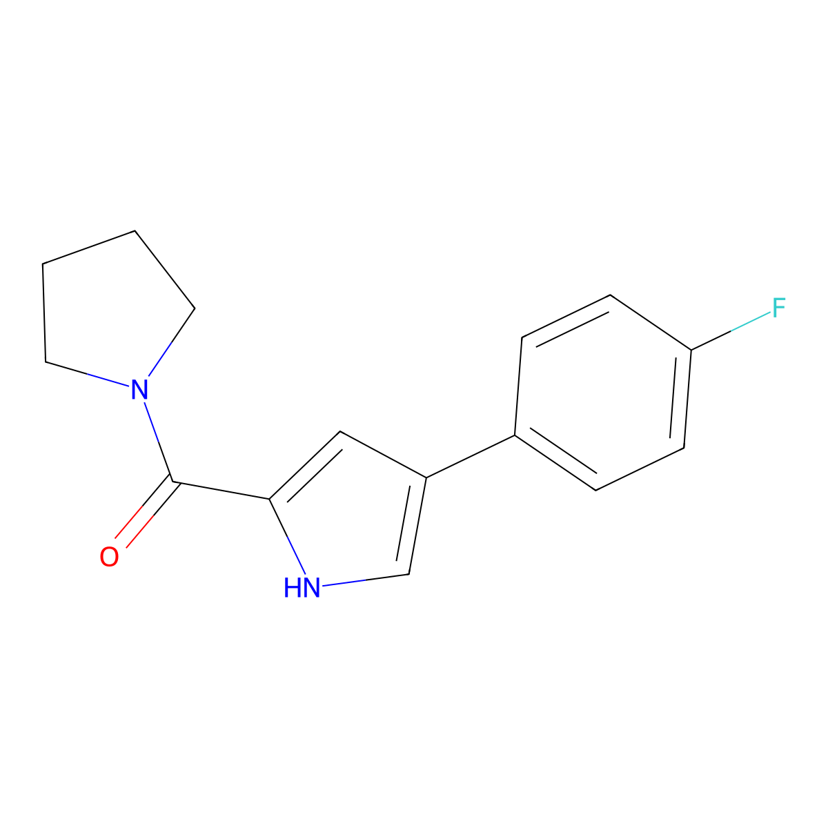 (4-(4-fluorophenyl)-1H-pyrrol-2-yl)(pyrrolidin-1-yl)methanone molecular structure, CAS 1219844-44-6