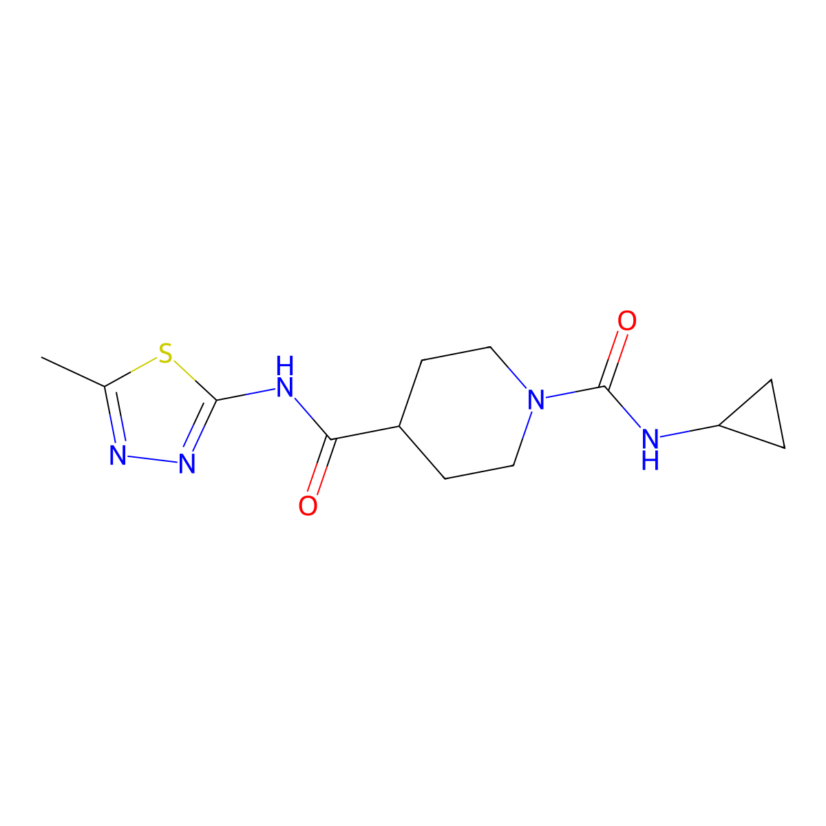 N1-cyclopropyl-N4-(5-methyl-1,3,4-thiadiazol-2-yl)piperidine-1,4-dicarboxamide molecular structure, CAS 1219844-46-8