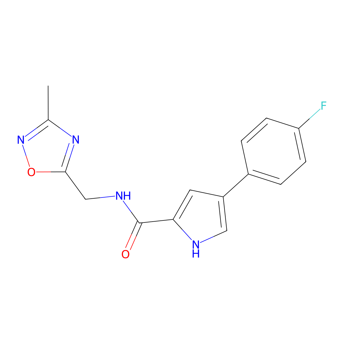4-(4-fluorophenyl)-N-[(3-methyl-1,2,4-oxadiazol-5-yl)methyl]-1H-pyrrole-2-carboxamide molecular structure, CAS 1219844-48-0