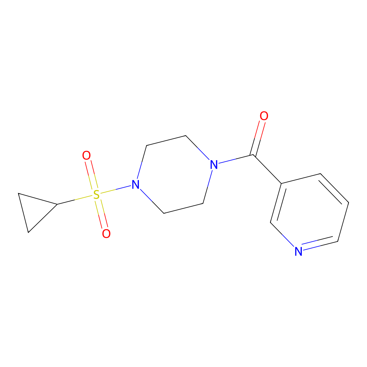 (4-(Cyclopropylsulfonyl)piperazin-1-yl)(pyridin-3-yl)methanone molecular structure, CAS 1219844-58-2