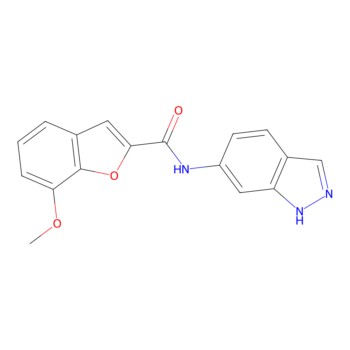 N-(1H-indazol-6-yl)-7-methoxybenzofuran-2-carboxamide molecular structure, CAS 1219844-60-6