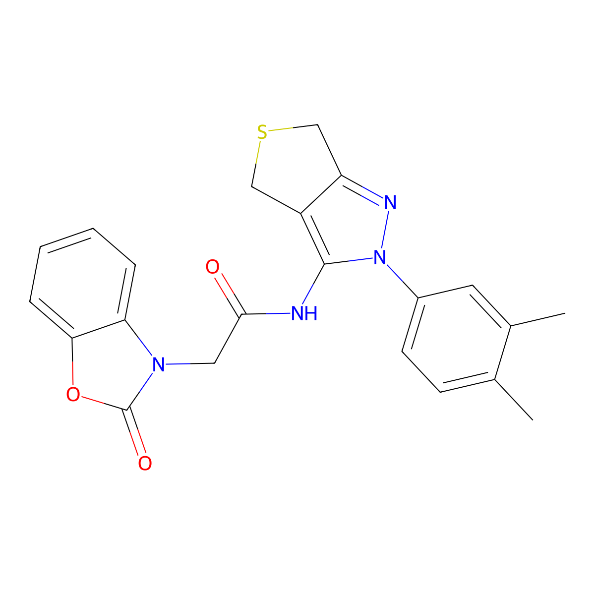 N-(2-(3,4-dimethylphenyl)-4,6-dihydro-2H-thieno[3,4-c]pyrazol-3-yl)-2-(2-oxobenzo[d]oxazol-3(2H)-yl)acetamide molecular structure, CAS 1219844-67-3