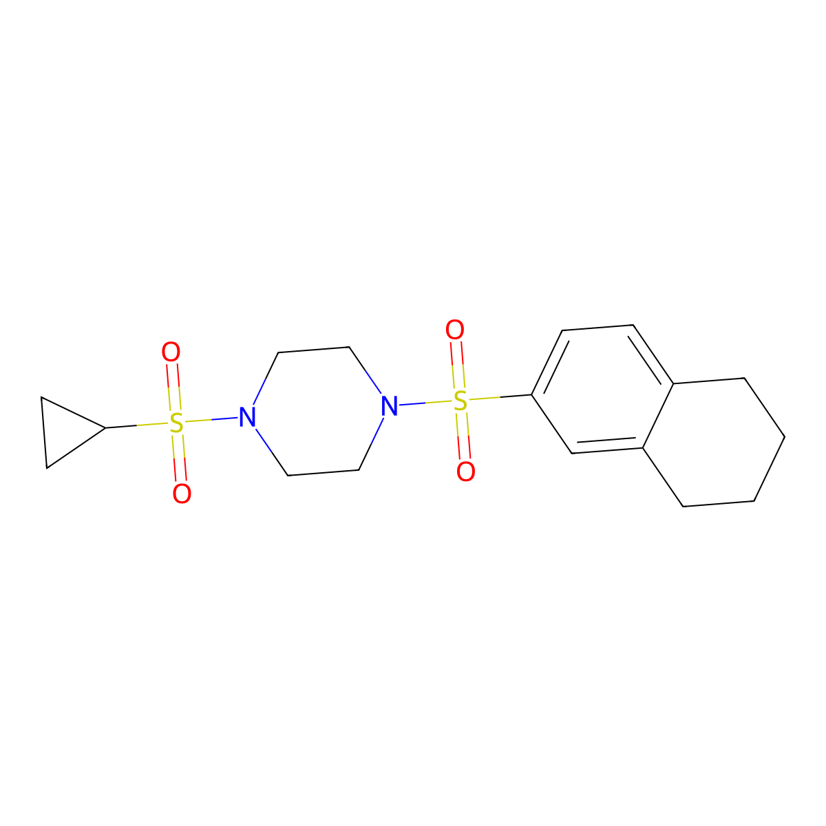 1-(Cyclopropylsulfonyl)-4-((5,6,7,8-tetrahydronaphthalen-2-yl)sulfonyl)piperazine molecular structure, CAS 1219844-71-9