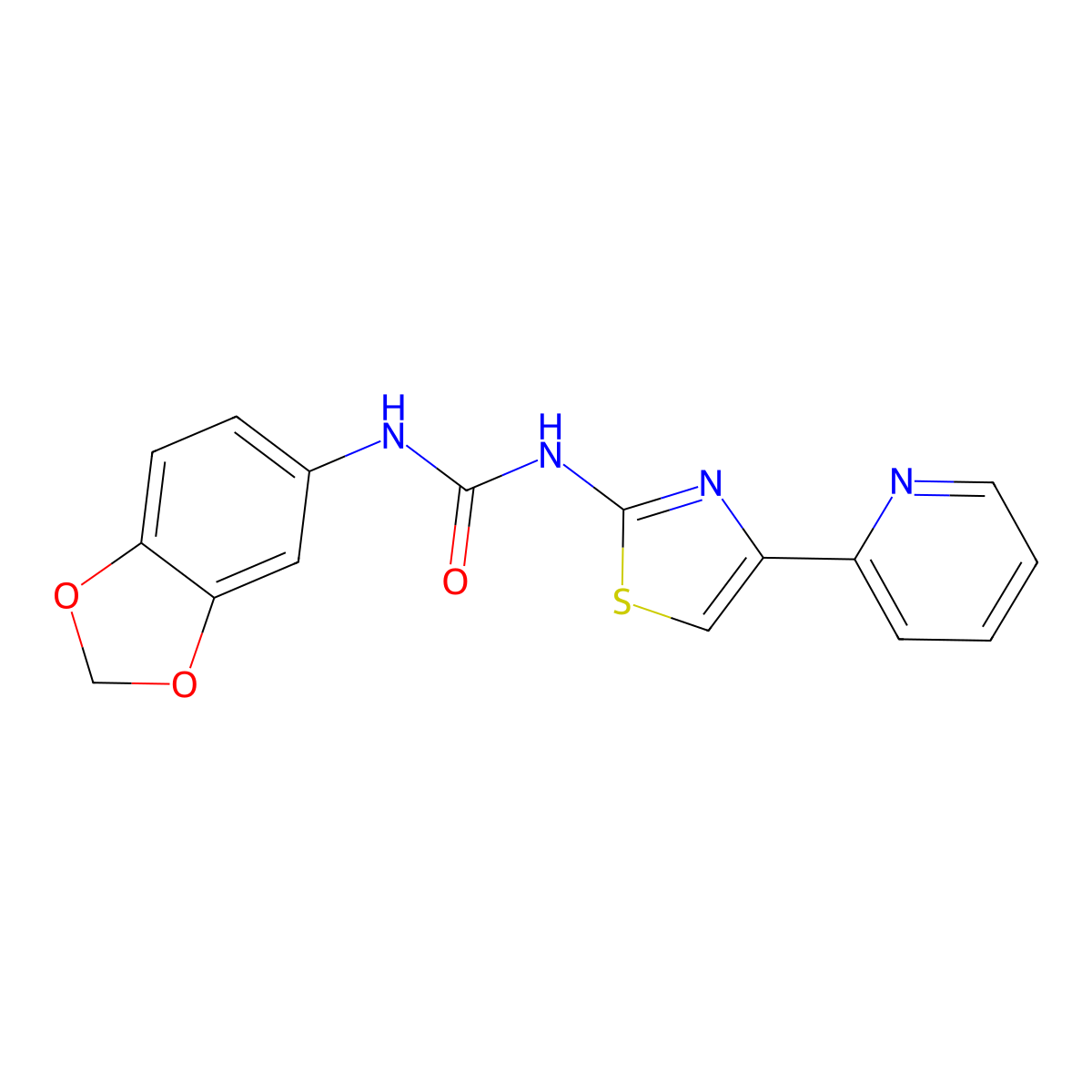 1-(Benzo[d][1,3]dioxol-5-yl)-3-(4-(pyridin-2-yl)thiazol-2-yl)urea molecular structure, CAS 1219844-84-4