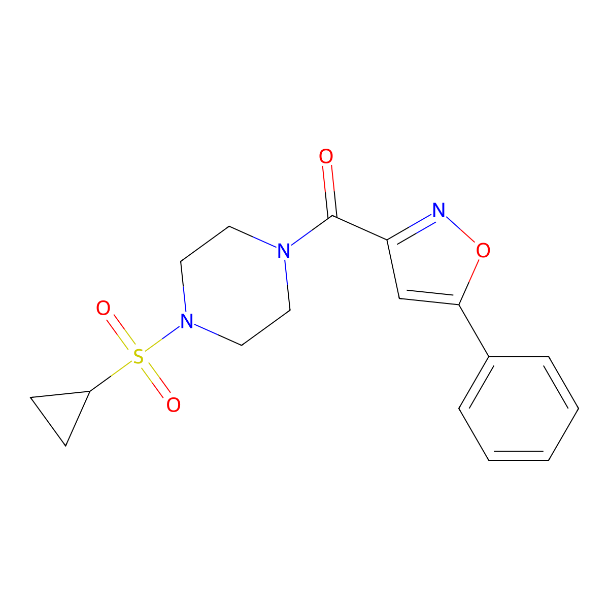 (4-(Cyclopropylsulfonyl)piperazin-1-yl)(5-phenylisoxazol-3-yl)methanone molecular structure, CAS 1219844-92-4