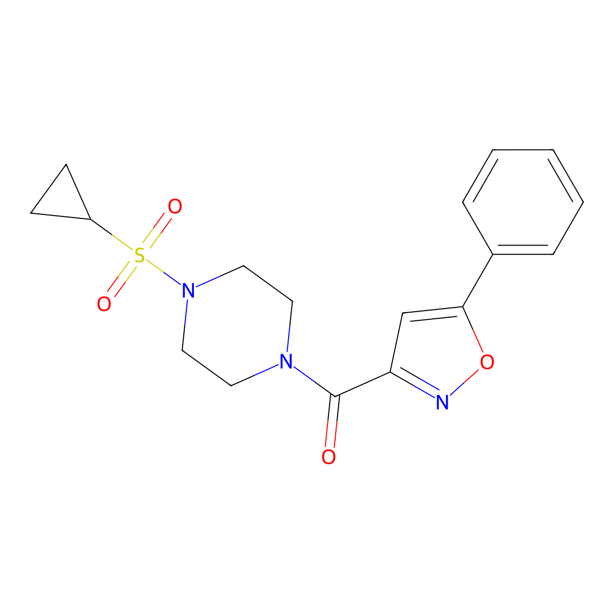 (4-(Cyclopropylsulfonyl)piperazin-1-yl)(5-phenylisoxazol-3-yl)methanone molecular structure, CAS 1219844-92-4