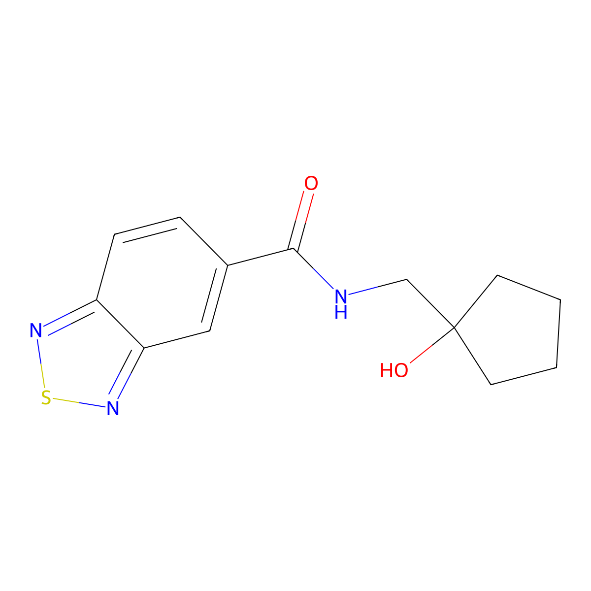 N-[(1-hydroxycyclopentyl)methyl]-2,1,3-benzothiadiazole-5-carboxamide molecular structure, CAS 1219844-93-5