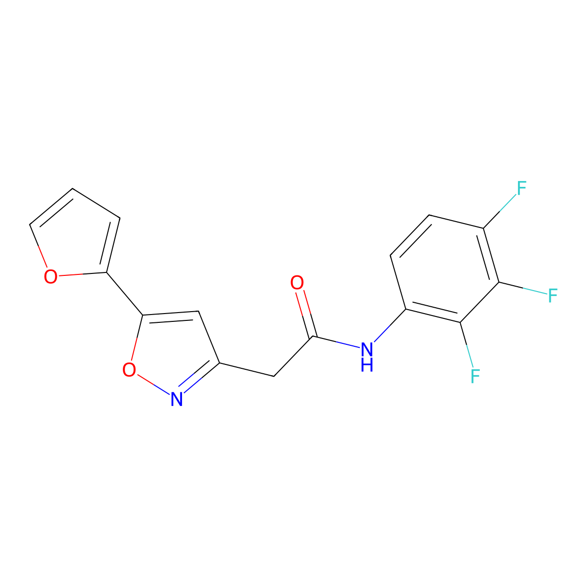 2-(5-(furan-2-yl)isoxazol-3-yl)-N-(2,3,4-trifluorophenyl)acetamide molecular structure, CAS 1219844-96-8
