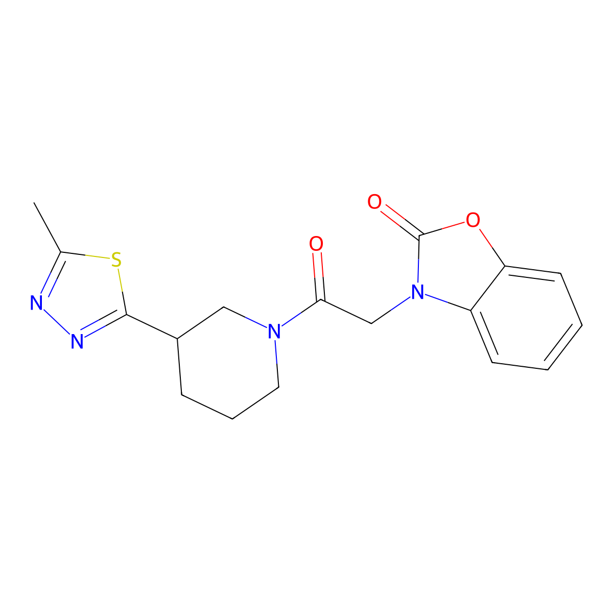 3-(2-(3-(5-methyl-1,3,4-thiadiazol-2-yl)piperidin-1-yl)-2-oxoethyl)benzo[d]oxazol-2(3H)-one molecular structure, CAS 1219844-97-9