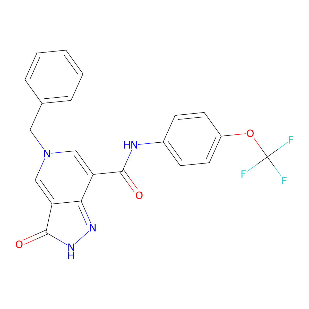 5-benzyl-3-oxo-N-(4-(trifluoromethoxy)phenyl)-3,5-dihydro-2H-pyrazolo[4,3-c]pyridine-7-carboxamide molecular structure, CAS 1219844-98-0
