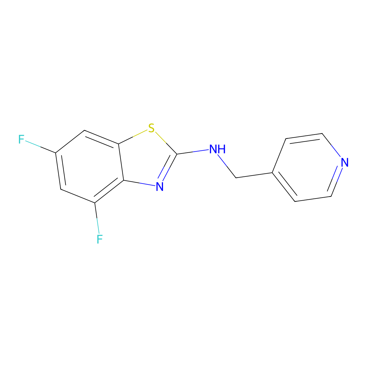 4,6-difluoro-N-(pyridin-4-ylmethyl)benzo[d]thiazol-2-amine molecular structure, CAS 1219845-00-7