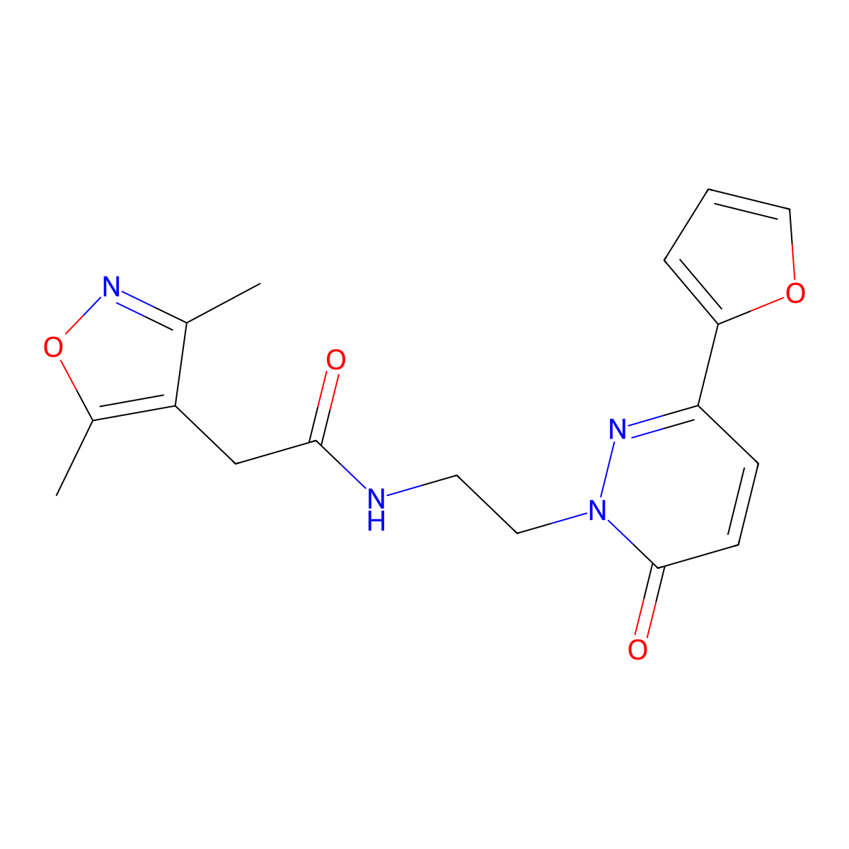 2-(3,5-dimethylisoxazol-4-yl)-N-(2-(3-(furan-2-yl)-6-oxopyridazin-1(6H)-yl)ethyl)acetamide molecular structure, CAS 1219845-08-5