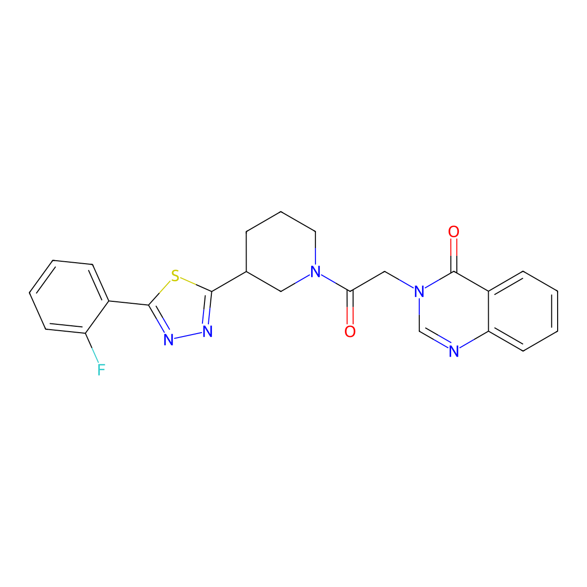 3-(2-(3-(5-(2-fluorophenyl)-1,3,4-thiadiazol-2-yl)piperidin-1-yl)-2-oxoethyl)quinazolin-4(3H)-one molecular structure, CAS 1219845-12-1