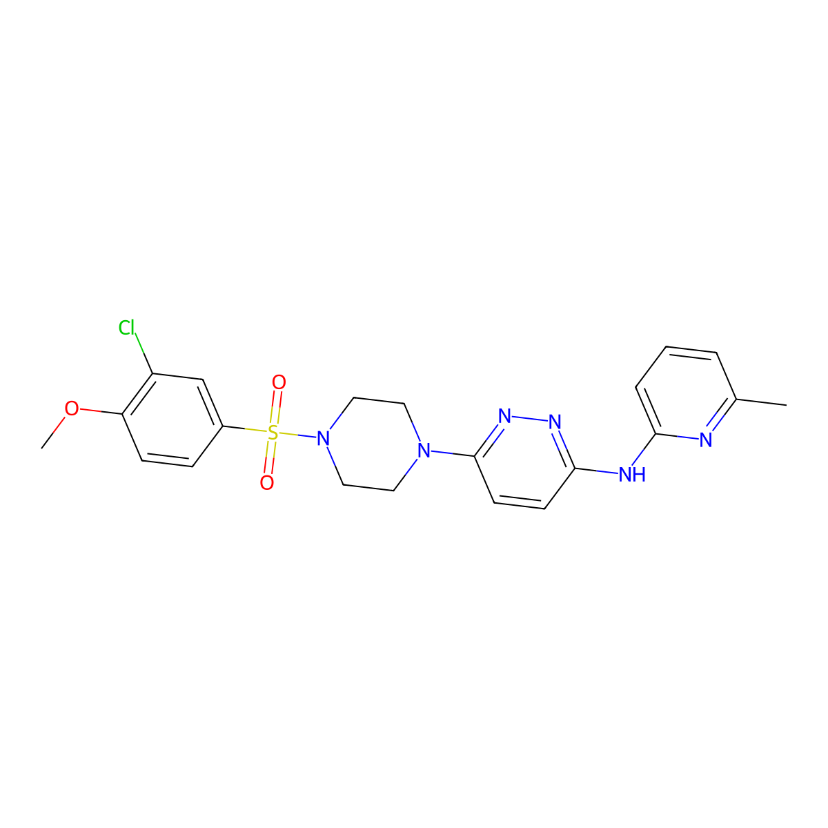 6-(4-((3-chloro-4-methoxyphenyl)sulfonyl)piperazin-1-yl)-N-(6-methylpyridin-2-yl)pyridazin-3-amine molecular structure, CAS 1219845-13-2
