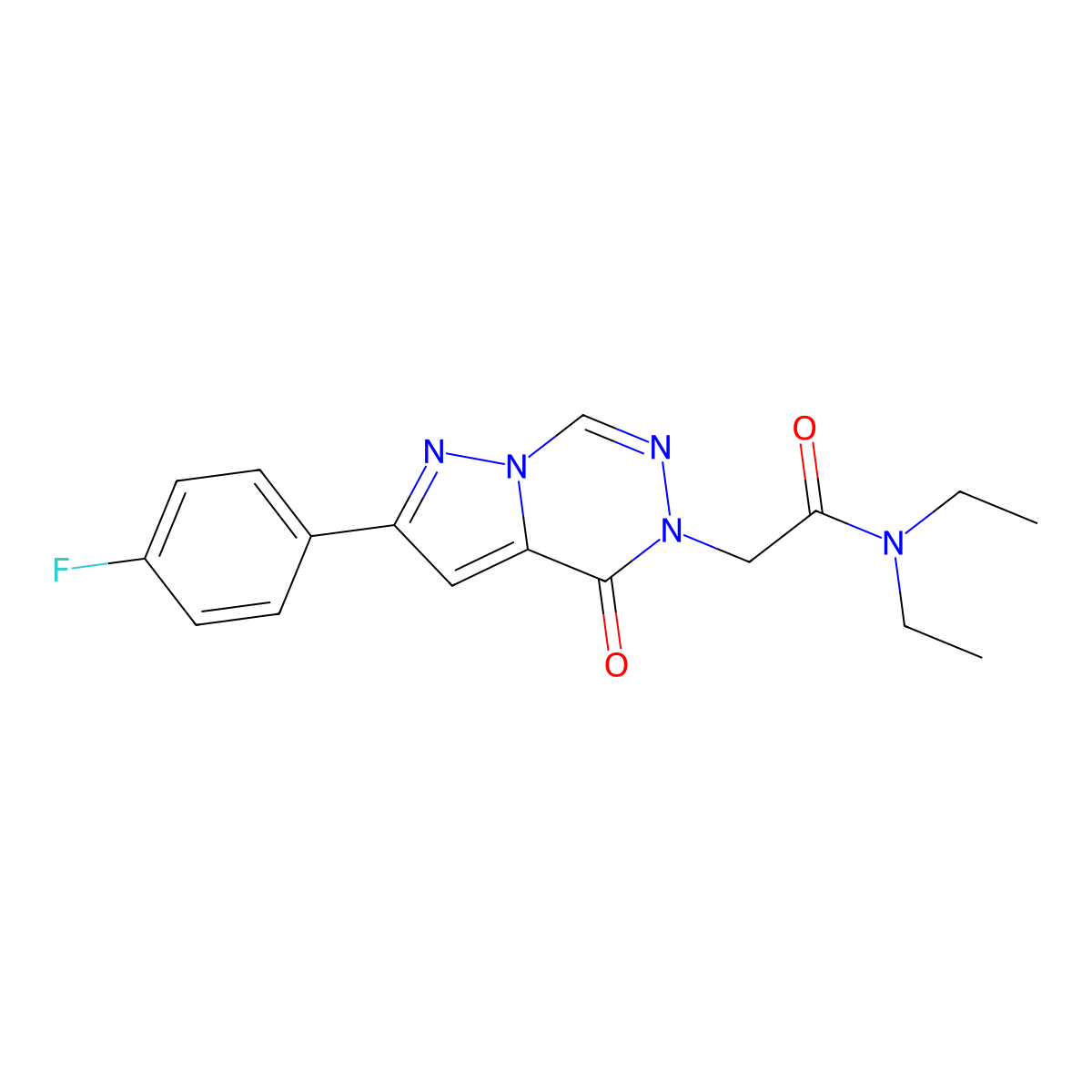 N,N-diethyl-2-[2-(4-fluorophenyl)-4-oxo-4H,5H-pyrazolo[1,5-d][1,2,4]triazin-5-yl]acetamide molecular structure, CAS 1219845-14-3