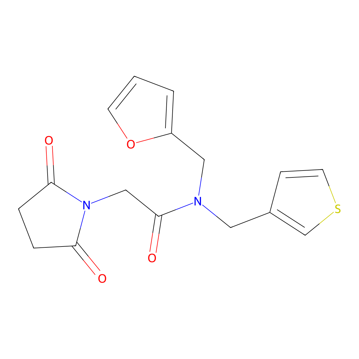 2-(2,5-dioxopyrrolidin-1-yl)-N-(furan-2-ylmethyl)-N-(thiophen-3-ylmethyl)acetamide molecular structure, CAS 1219845-16-5