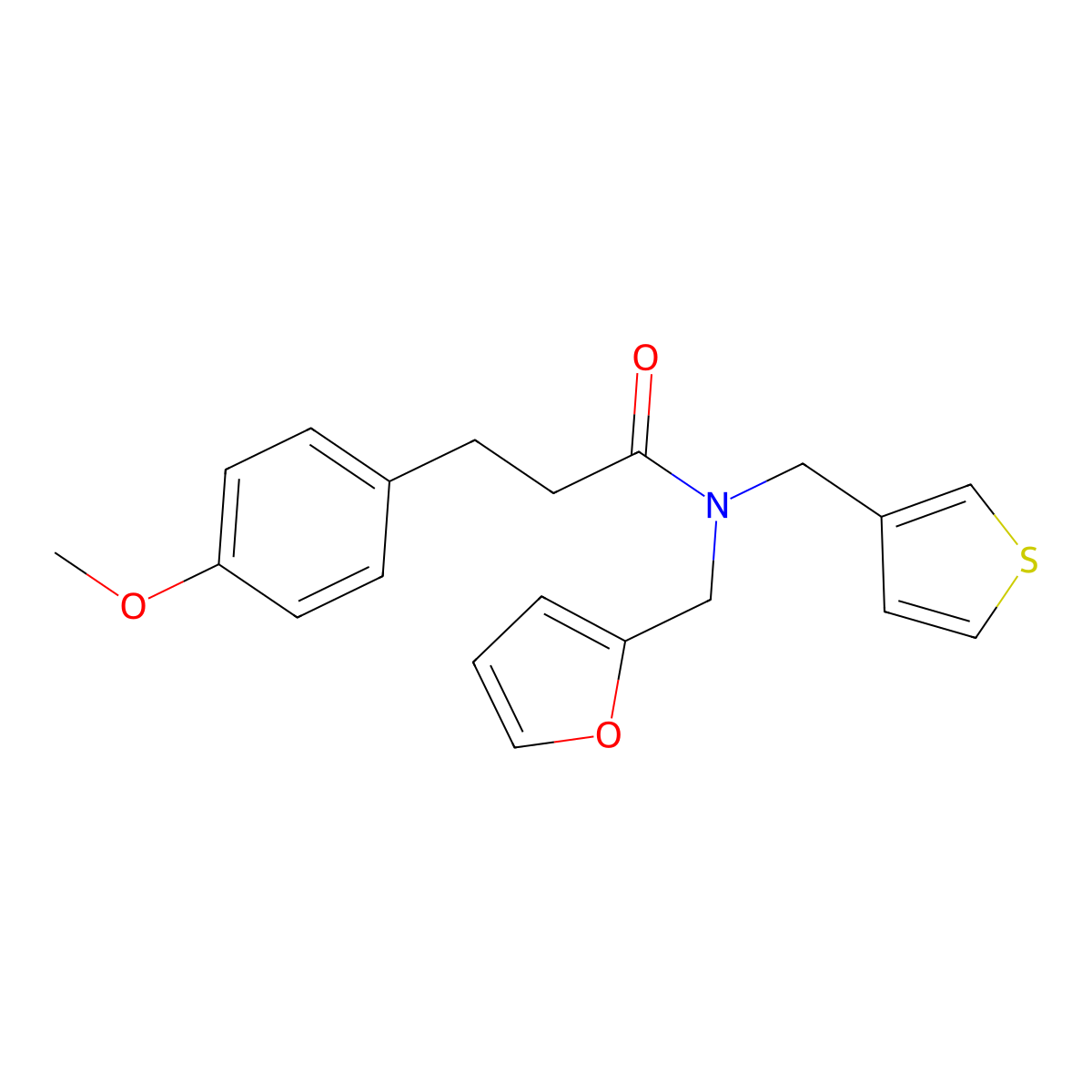 N-(furan-2-ylmethyl)-3-(4-methoxyphenyl)-N-(thiophen-3-ylmethyl)propanamide molecular structure, CAS 1219901-40-2