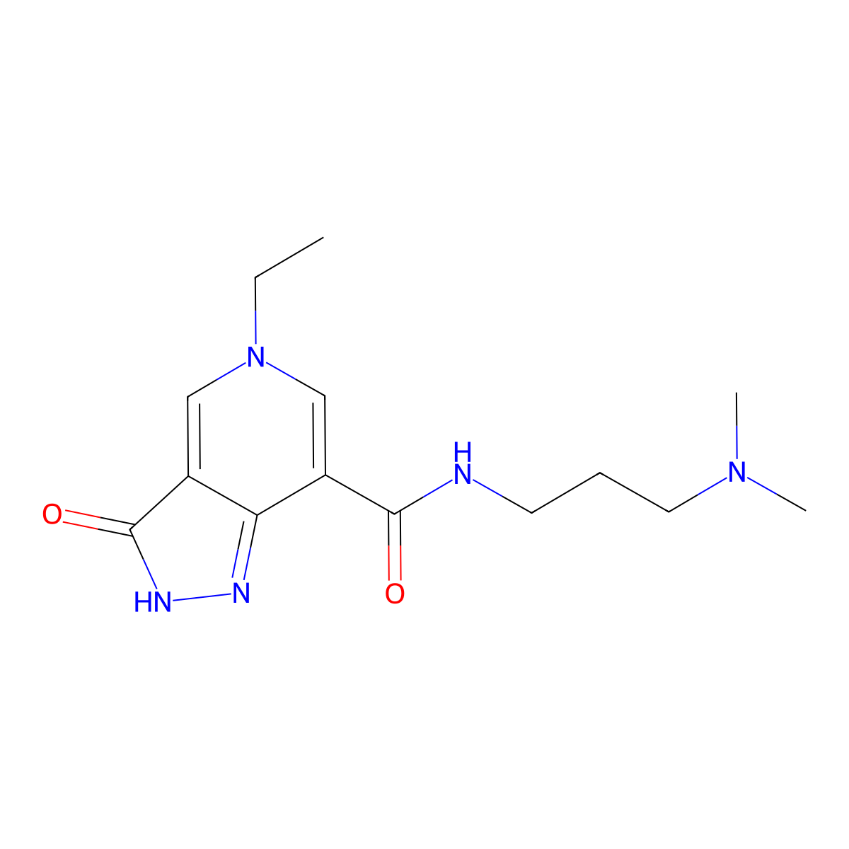 N-(3-(dimethylamino)propyl)-5-ethyl-3-oxo-3,5-dihydro-2H-pyrazolo[4,3-c]pyridine-7-carboxamide molecular structure, CAS 1219901-45-7