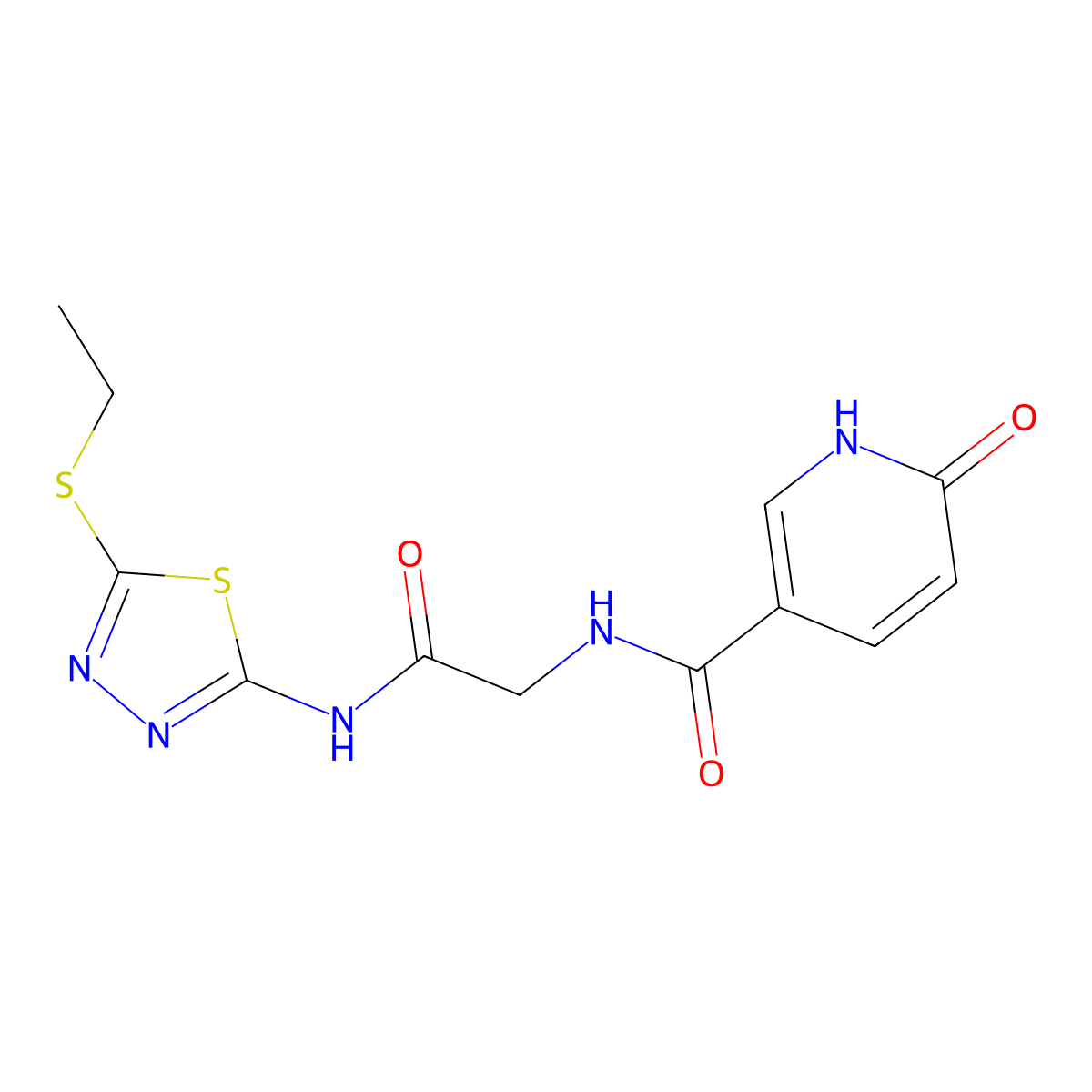 N-(2-((5-(ethylthio)-1,3,4-thiadiazol-2-yl)amino)-2-oxoethyl)-6-oxo-1,6-dihydropyridine-3-carboxamide molecular structure, CAS 1219901-46-8