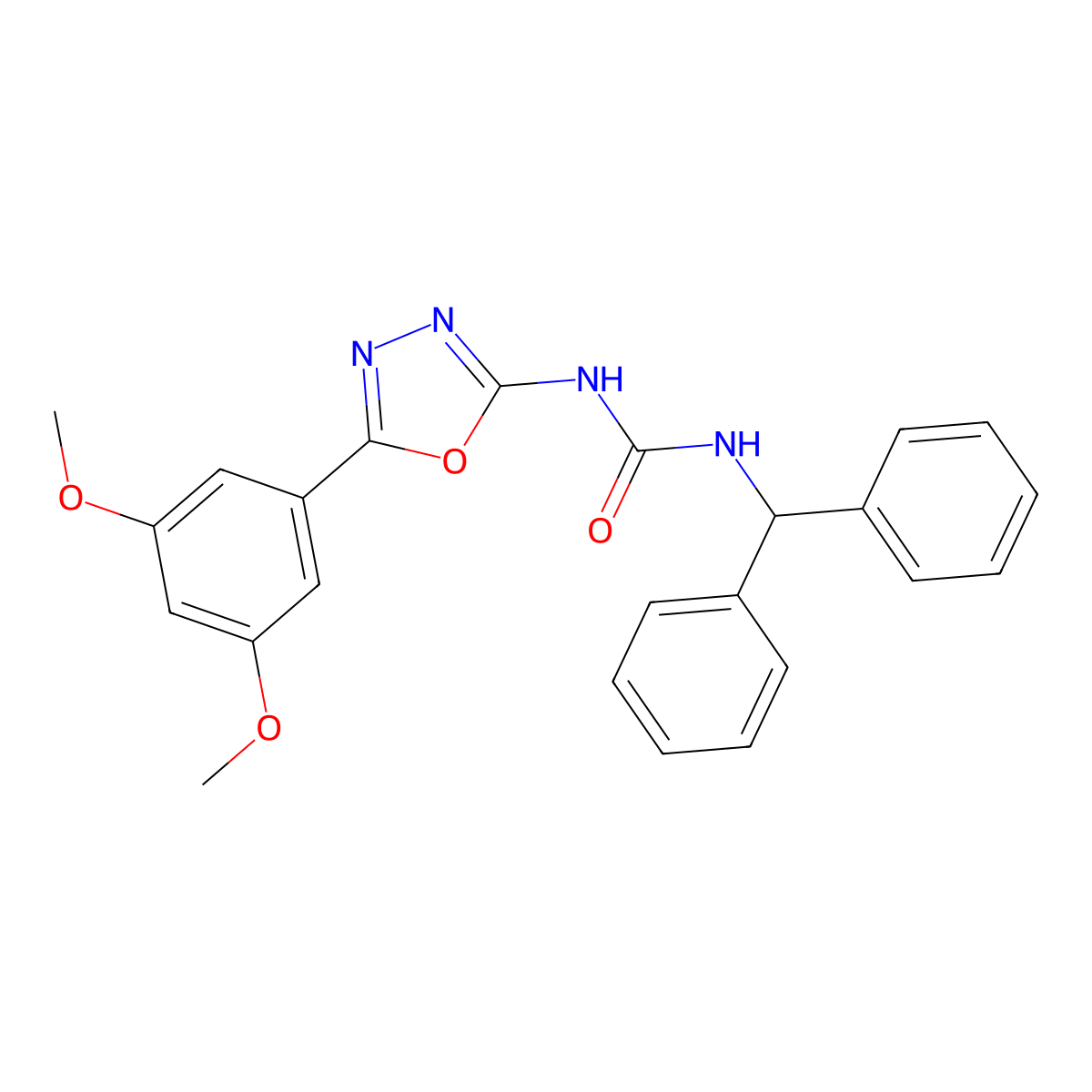 1-Benzhydryl-3-(5-(3,5-dimethoxyphenyl)-1,3,4-oxadiazol-2-yl)urea molecular structure, CAS 1219901-47-9