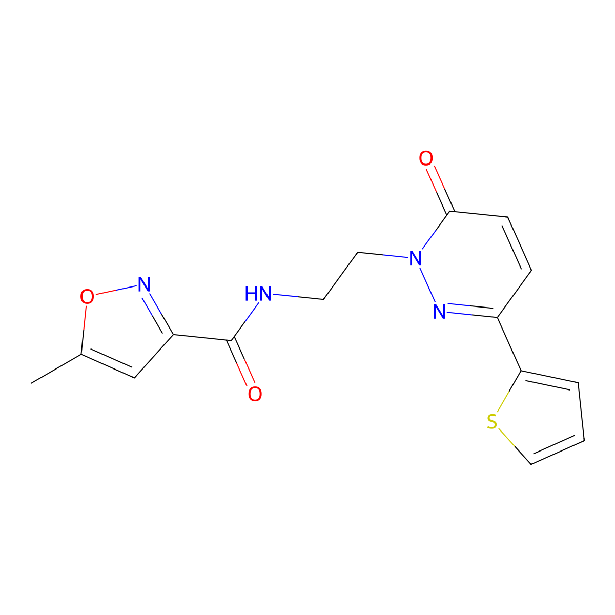5-methyl-N-(2-(6-oxo-3-(thiophen-2-yl)pyridazin-1(6H)-yl)ethyl)isoxazole-3-carboxamide molecular structure, CAS 1219901-57-1