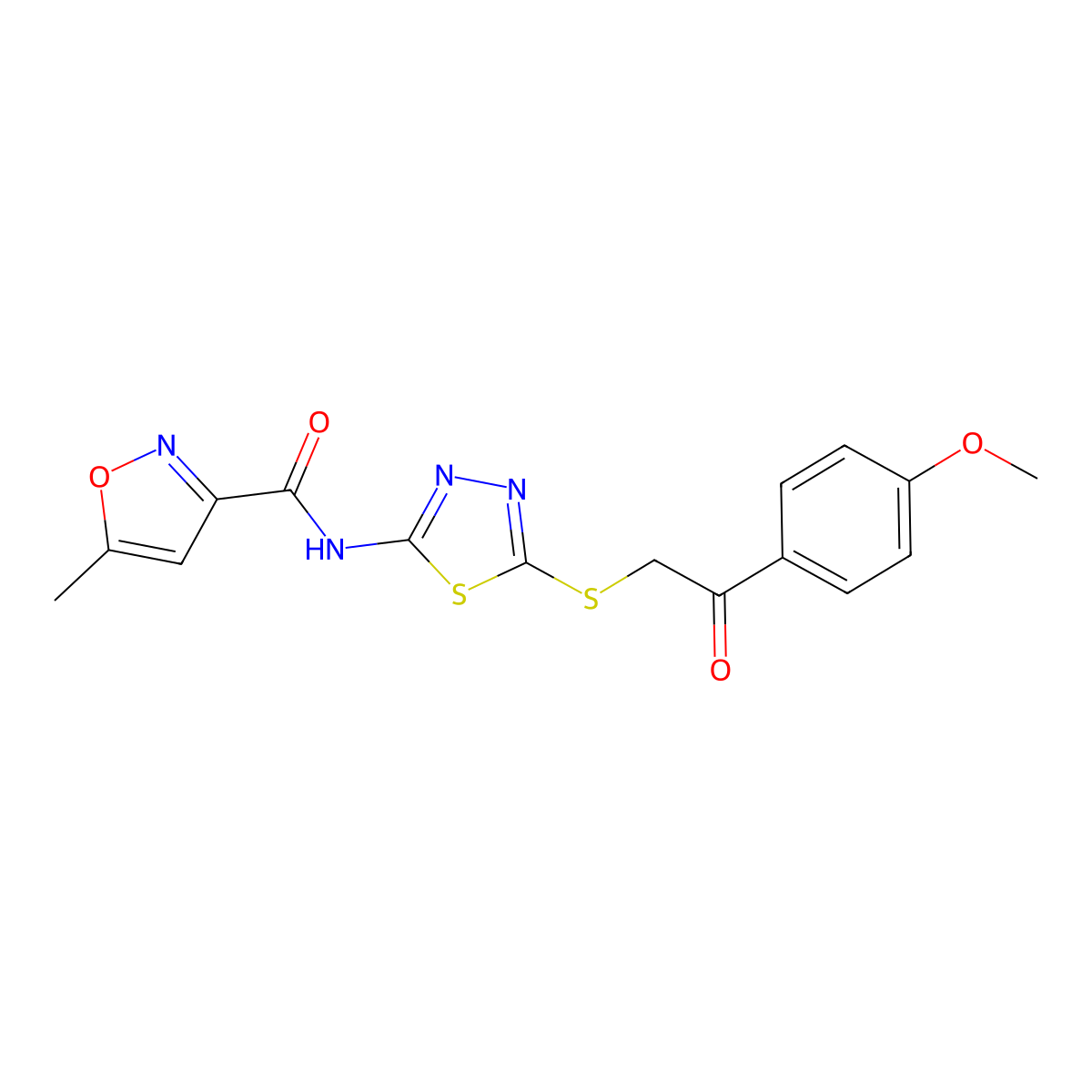 N-(5-((2-(4-methoxyphenyl)-2-oxoethyl)thio)-1,3,4-thiadiazol-2-yl)-5-methylisoxazole-3-carboxamide molecular structure, CAS 1219901-62-8