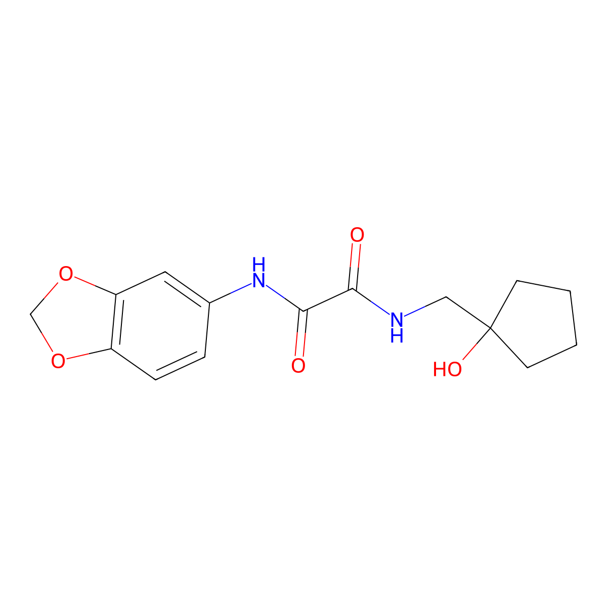 N1-(benzo[d][1,3]dioxol-5-yl)-N2-((1-hydroxycyclopentyl)methyl)oxalamide molecular structure, CAS 1219901-63-9