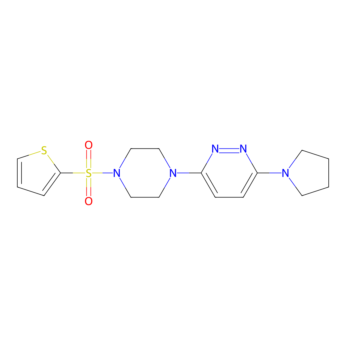 3-(Pyrrolidin-1-yl)-6-(4-(thiophen-2-ylsulfonyl)piperazin-1-yl)pyridazine molecular structure, CAS 1219901-65-1
