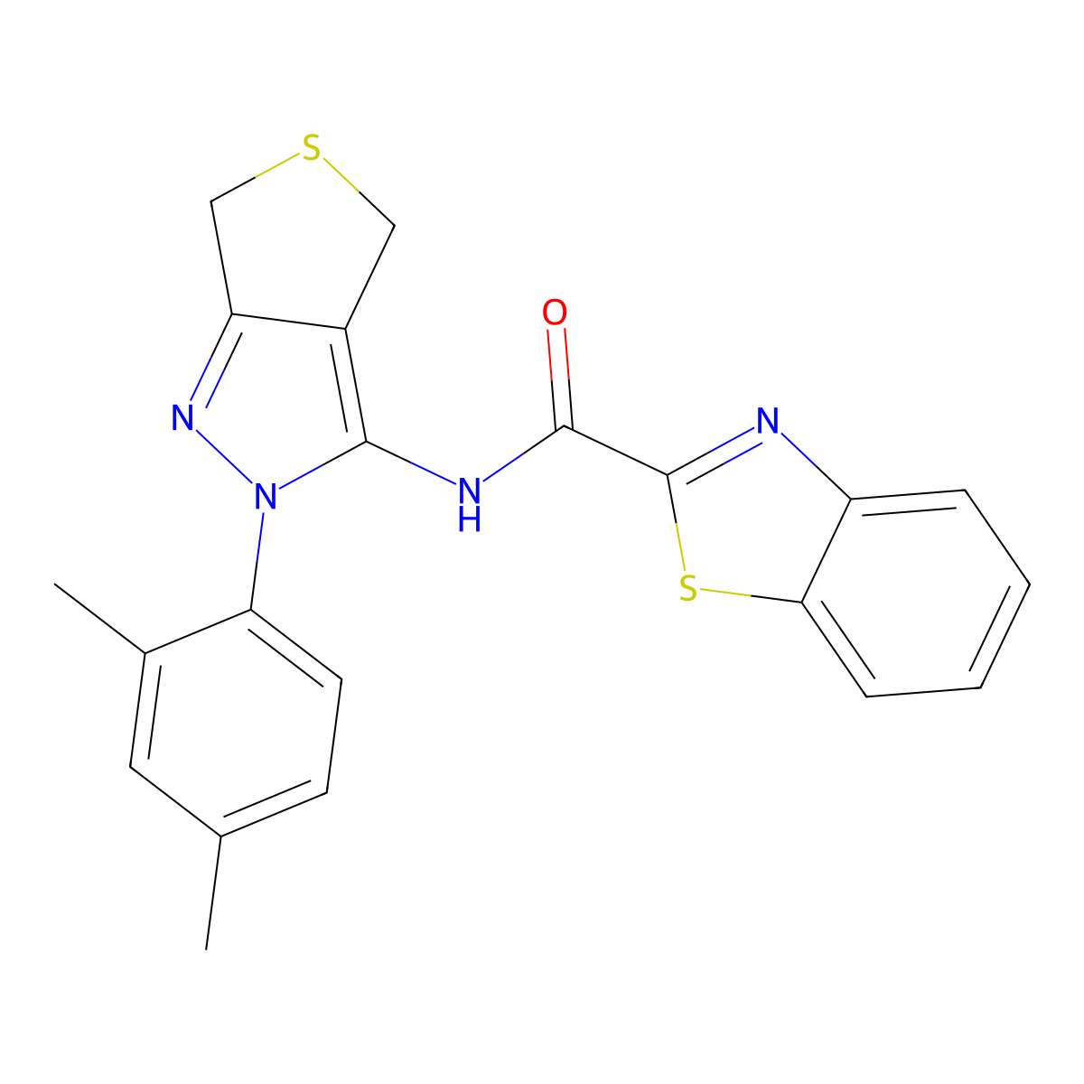 N-(2-(2,4-dimethylphenyl)-4,6-dihydro-2H-thieno[3,4-c]pyrazol-3-yl)benzo[d]thiazole-2-carboxamide molecular structure, CAS 1219901-69-5