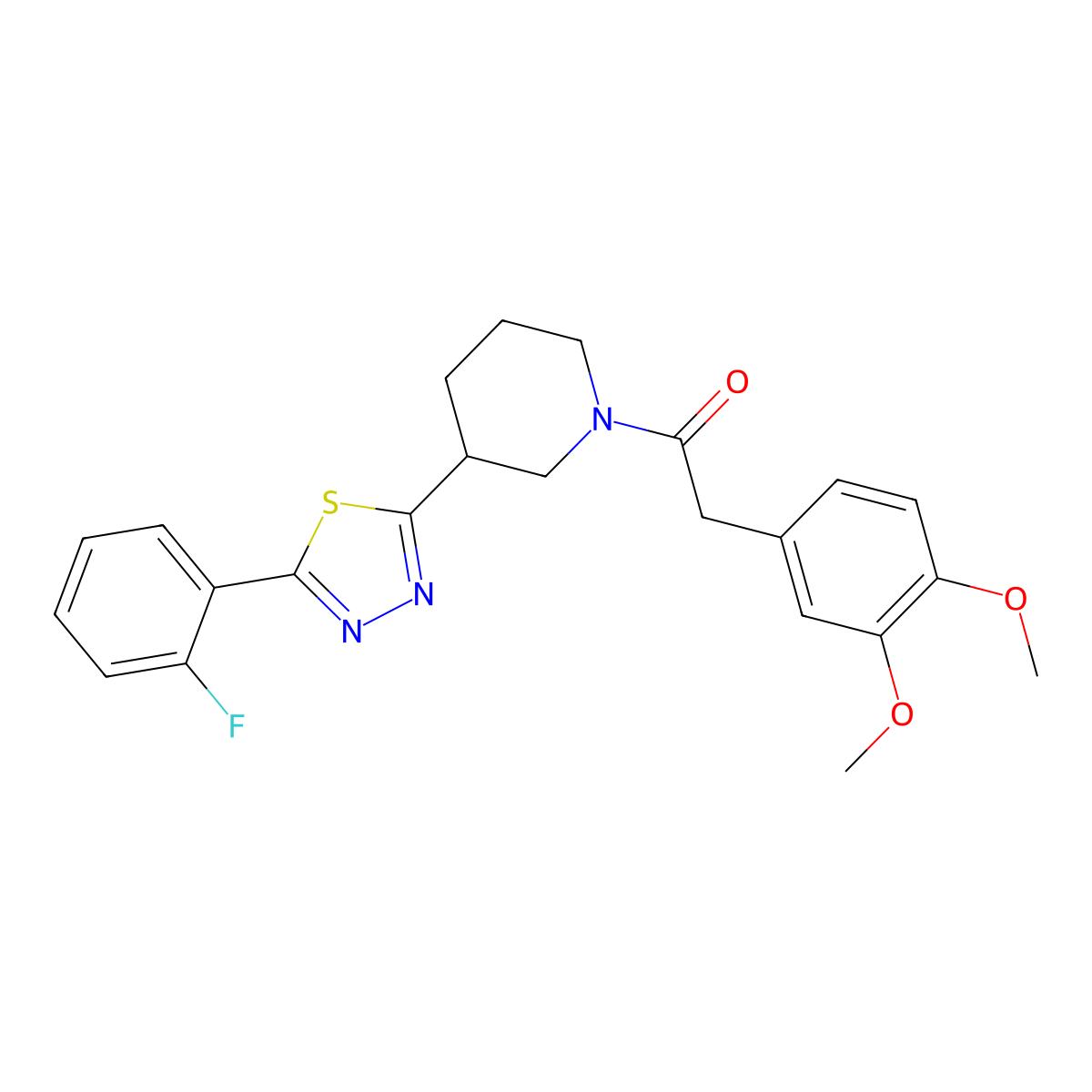 2-(3,4-Dimethoxyphenyl)-1-(3-(5-(2-fluorophenyl)-1,3,4-thiadiazol-2-yl)piperidin-1-yl)ethanone molecular structure, CAS 1219901-72-0