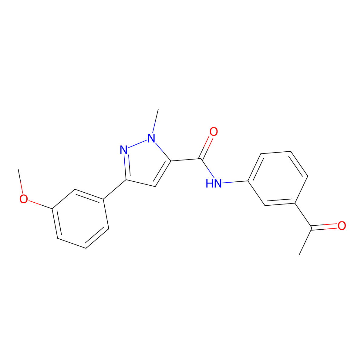 N-(3-acetylphenyl)-3-(3-methoxyphenyl)-1-methyl-1H-pyrazole-5-carboxamide molecular structure, CAS 1219901-76-4