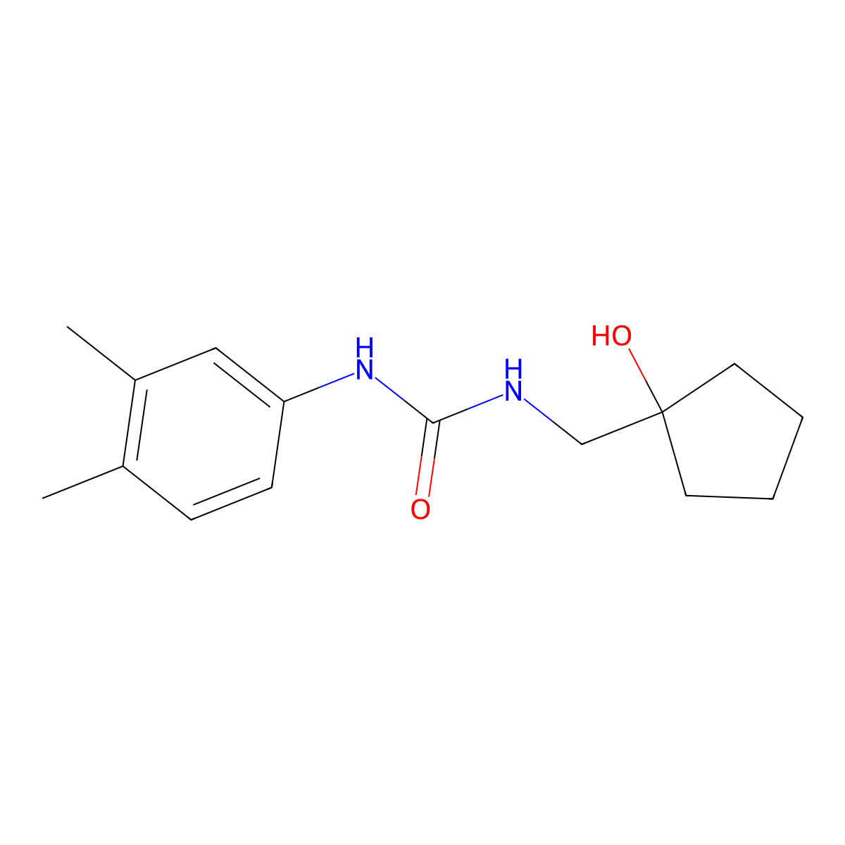 1-(3,4-Dimethylphenyl)-3-[(1-hydroxycyclopentyl)methyl]urea molecular structure, CAS 1219901-82-2