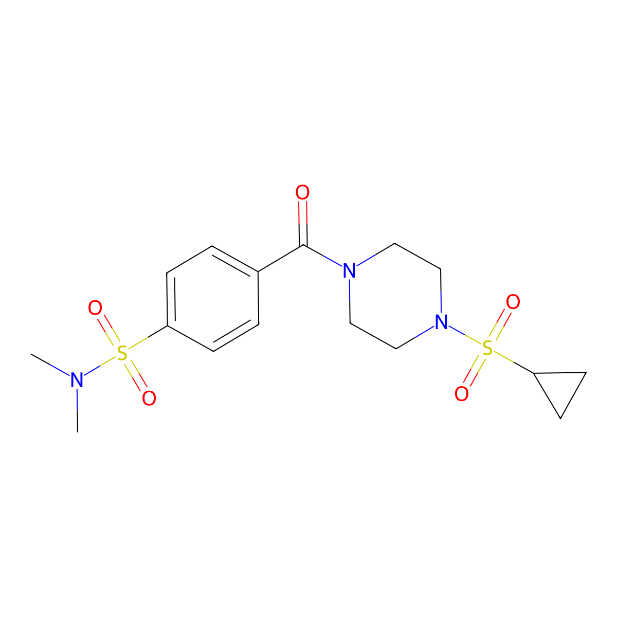 4-(4-(cyclopropylsulfonyl)piperazine-1-carbonyl)-N,N-dimethylbenzenesulfonamide molecular structure, CAS 1219901-85-5
