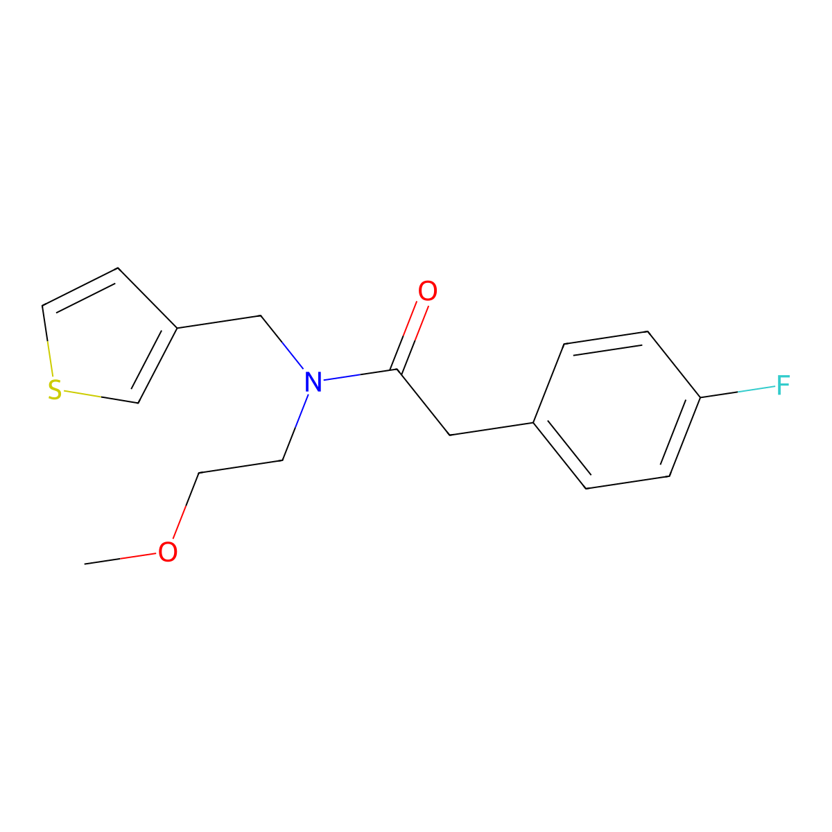 2-(4-fluorophenyl)-N-(2-methoxyethyl)-N-(thiophen-3-ylmethyl)acetamide molecular structure, CAS 1219901-86-6