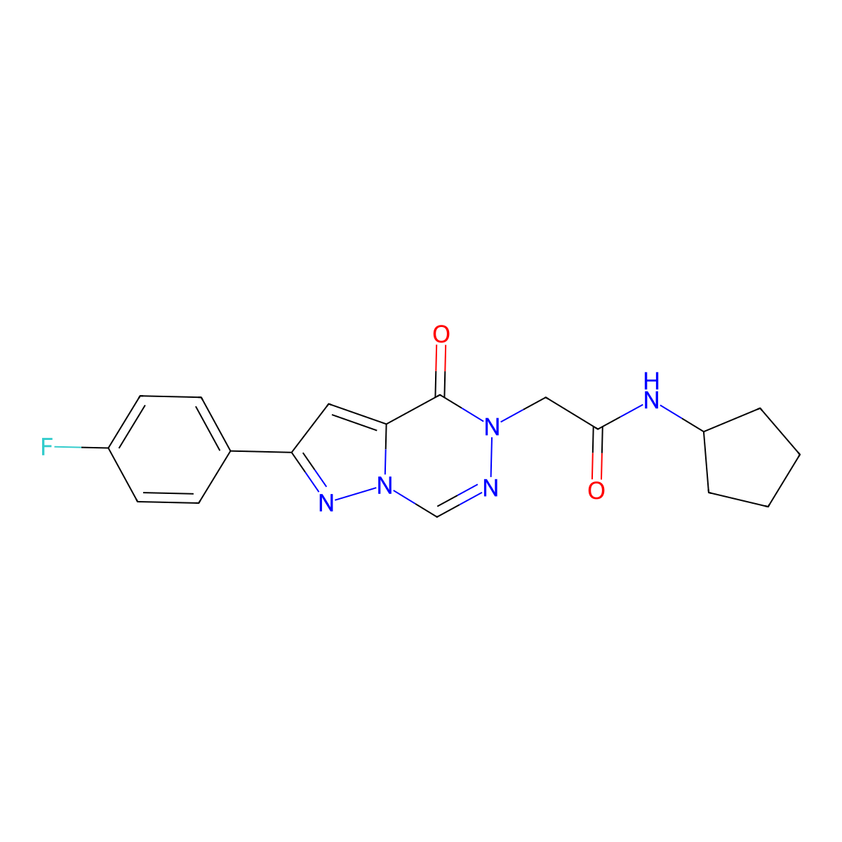 N-cyclopentyl-2-(8-(4-fluorophenyl)-(oxo)pyrazolo[1,5-d][1,2,4]triazin-1-yl)acetamide molecular structure, CAS 1219901-91-3