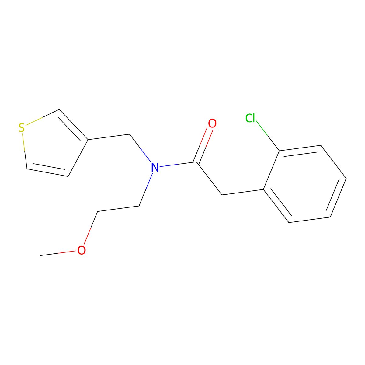 2-(2-chlorophenyl)-N-(2-methoxyethyl)-N-(thiophen-3-ylmethyl)acetamide molecular structure, CAS 1219901-93-5