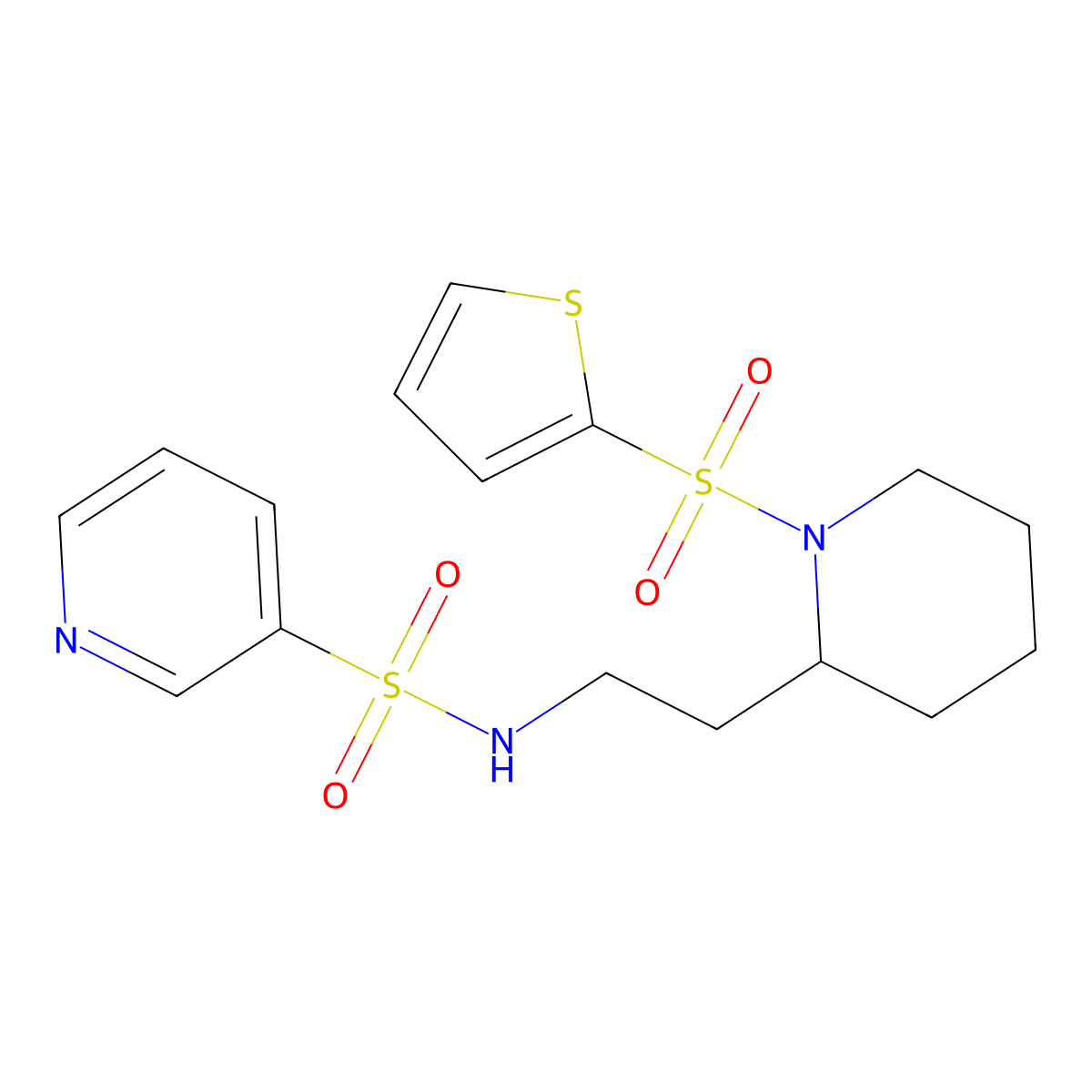N-(2-(1-(thiophen-2-ylsulfonyl)piperidin-2-yl)ethyl)pyridine-3-sulfonamide molecular structure, CAS 1219902-01-8