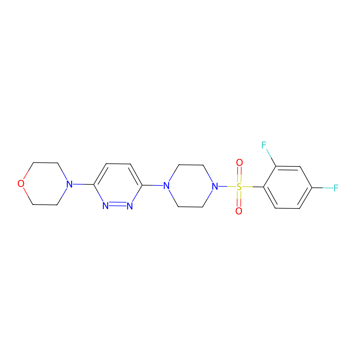 4-(6-(4-((2,4-Difluorophenyl)sulfonyl)piperazin-1-yl)pyridazin-3-yl)morpholine molecular structure, CAS 1219902-06-3