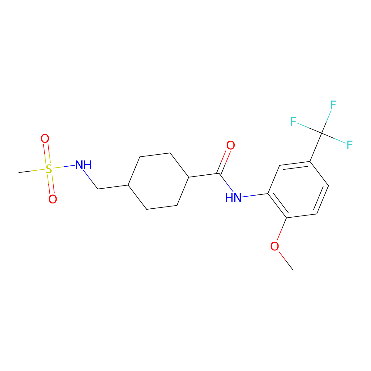4-(methanesulfonamidomethyl)-N-[2-methoxy-5-(trifluoromethyl)phenyl]cyclohexane-1-carboxamide molecular structure, CAS 1219902-09-6