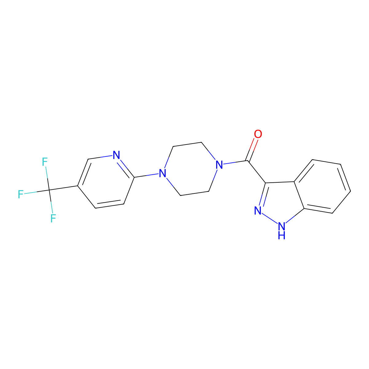 (1H-indazol-3-yl)(4-(5-(trifluoromethyl)pyridin-2-yl)piperazin-1-yl)methanone molecular structure, CAS 1219902-24-5