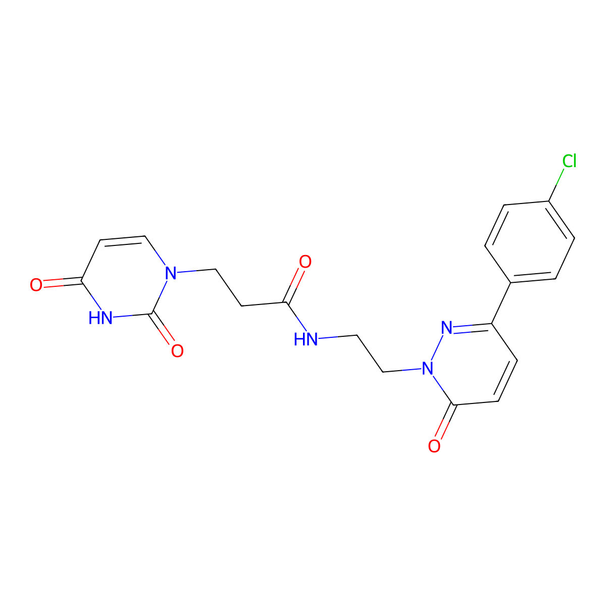 N-(2-(3-(4-chlorophenyl)-6-oxopyridazin-1(6H)-yl)ethyl)-3-(2,4-dioxo-3,4-dihydropyrimidin-1(2H)-yl)propanamide molecular structure, CAS 1219902-27-8
