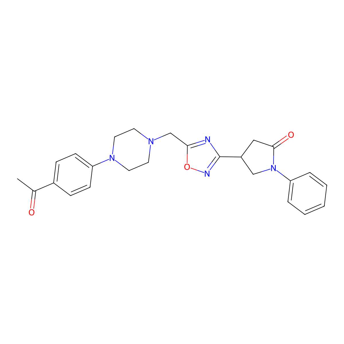 4-(5-{[4-(4-Acetylphenyl)piperazin-1-yl]methyl}-1,2,4-oxadiazol-3-yl)-1-phenylpyrrolidin-2-one molecular structure, CAS 1219902-38-1
