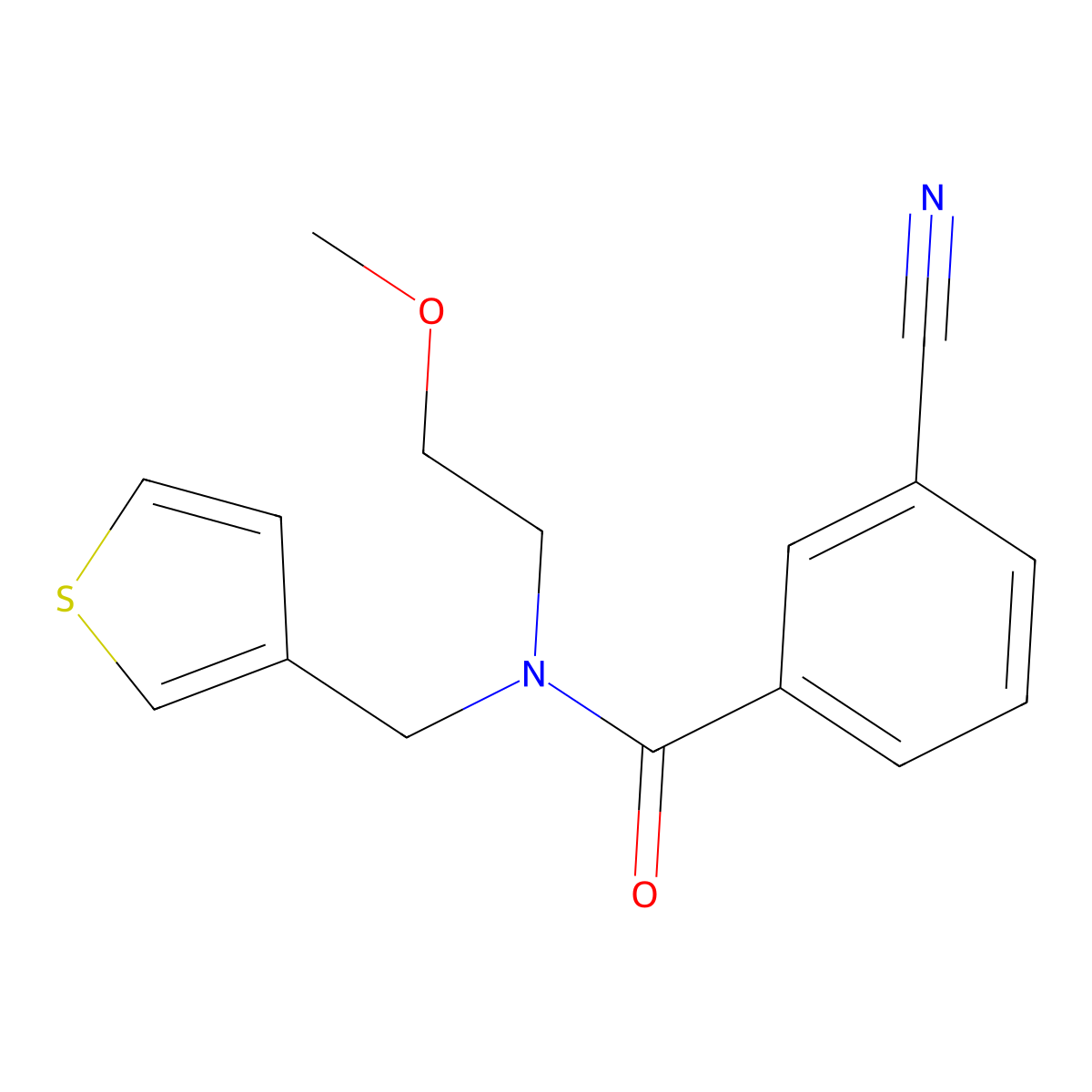 3-cyano-N-(2-methoxyethyl)-N-(thiophen-3-ylmethyl)benzamide molecular structure, CAS 1219902-39-2