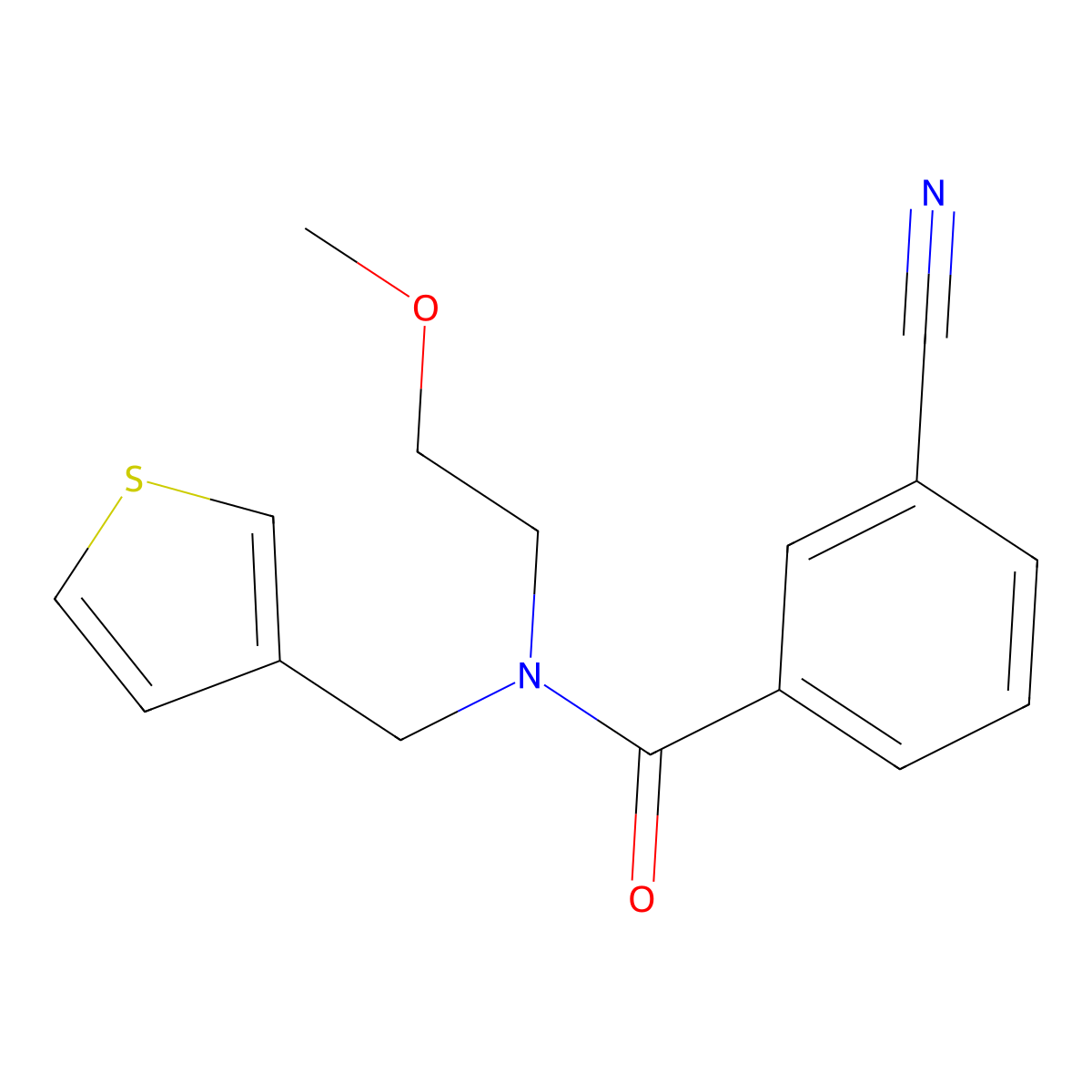 3-cyano-N-(2-methoxyethyl)-N-(thiophen-3-ylmethyl)benzamide molecular structure, CAS 1219902-39-2