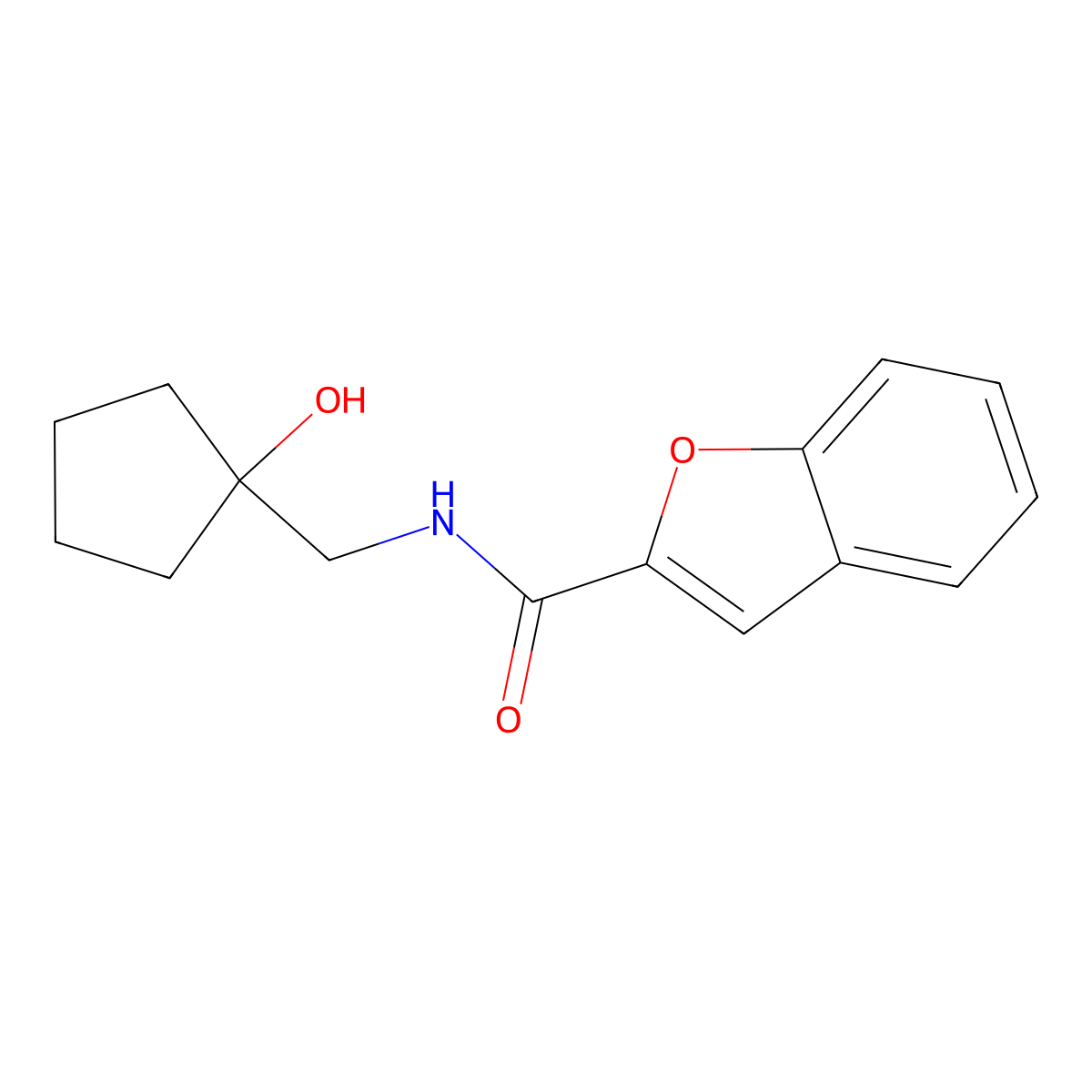 N-((1-hydroxycyclopentyl)methyl)benzofuran-2-carboxamide molecular structure, CAS 1219902-40-5