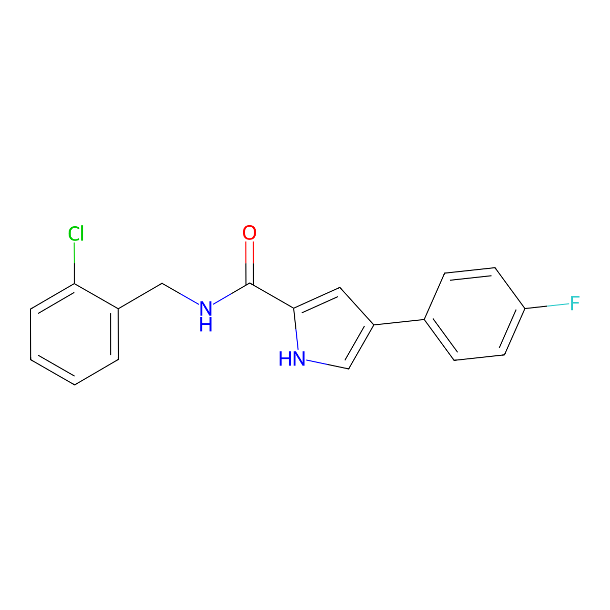 N-(2-chlorobenzyl)-4-(4-fluorophenyl)-1H-pyrrole-2-carboxamide molecular structure, CAS 1219902-57-4