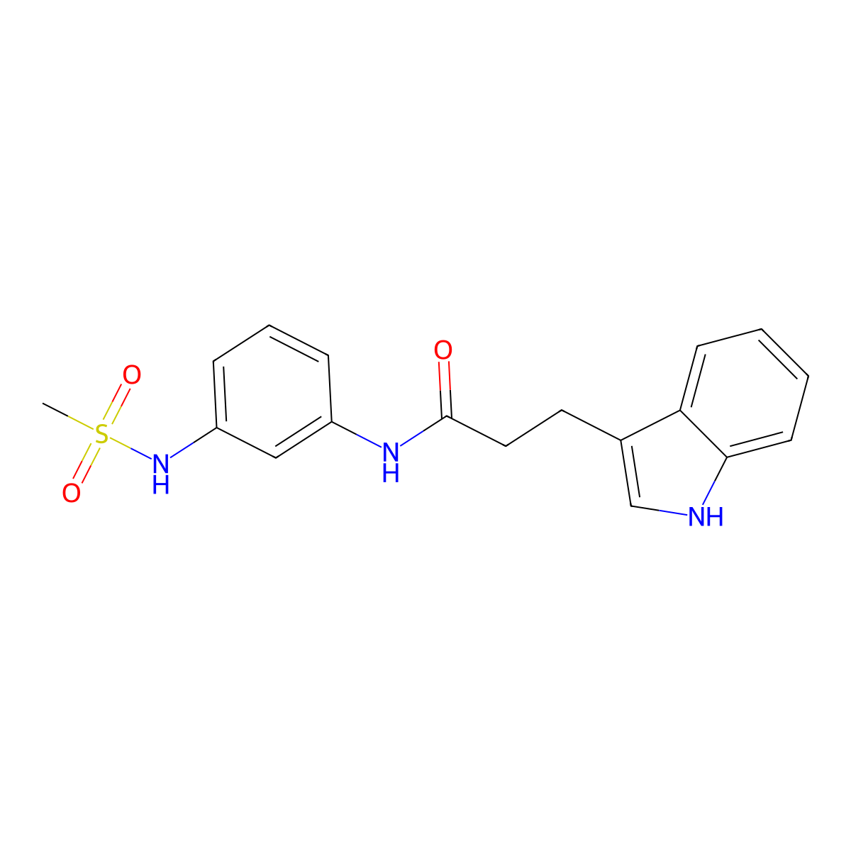 3-(1H-indol-3-yl)-N-(3-methanesulfonamidophenyl)propanamide molecular structure, CAS 1219902-70-1
