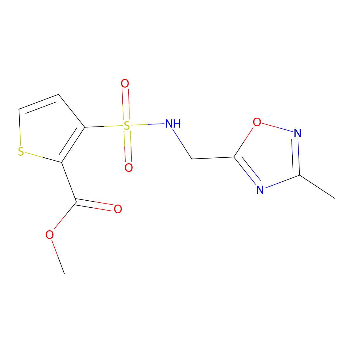 methyl 3-(N-((3-methyl-1,2,4-oxadiazol-5-yl)methyl)sulfamoyl)thiophene-2-carboxylate molecular structure, CAS 1219902-77-8